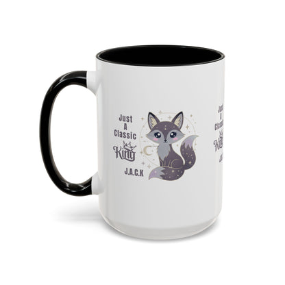 Personalized Initial Fox King Accent Coffee Mug