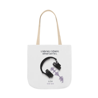 Personalized Initial Quote Headphones Canvas Tote Custom Name