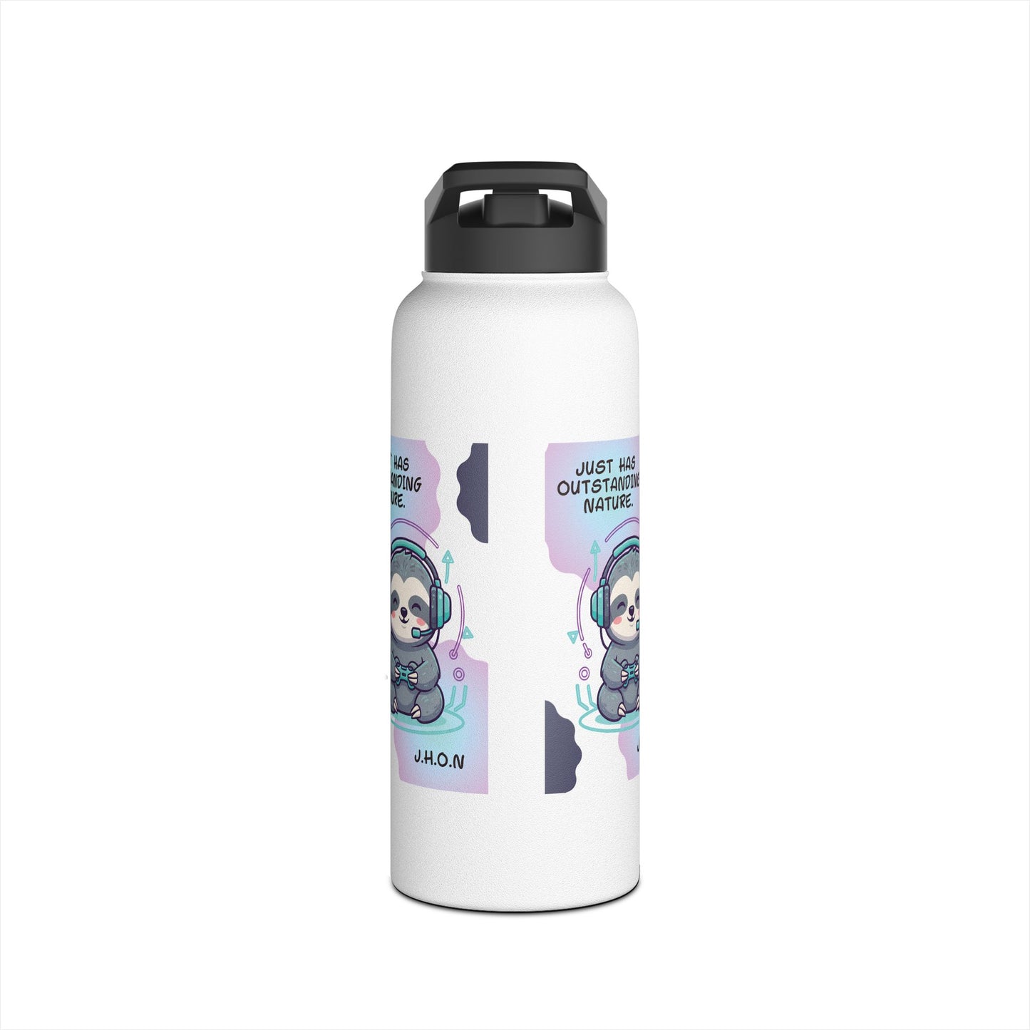 Personalized Initial Quote Sloth Gamer Stainless Steel Water Bottle