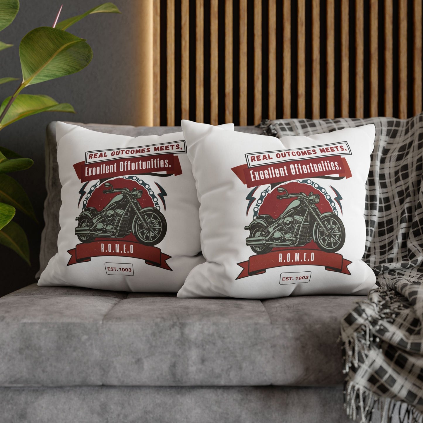 Personalized Initial Quote Motorcycle — Custom Sayings on Square Poly Canvas Pillowcase