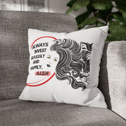 Personalized Initial Quote Inspirational Girl — Custom Sayings on Square Poly Canvas Pillowcase