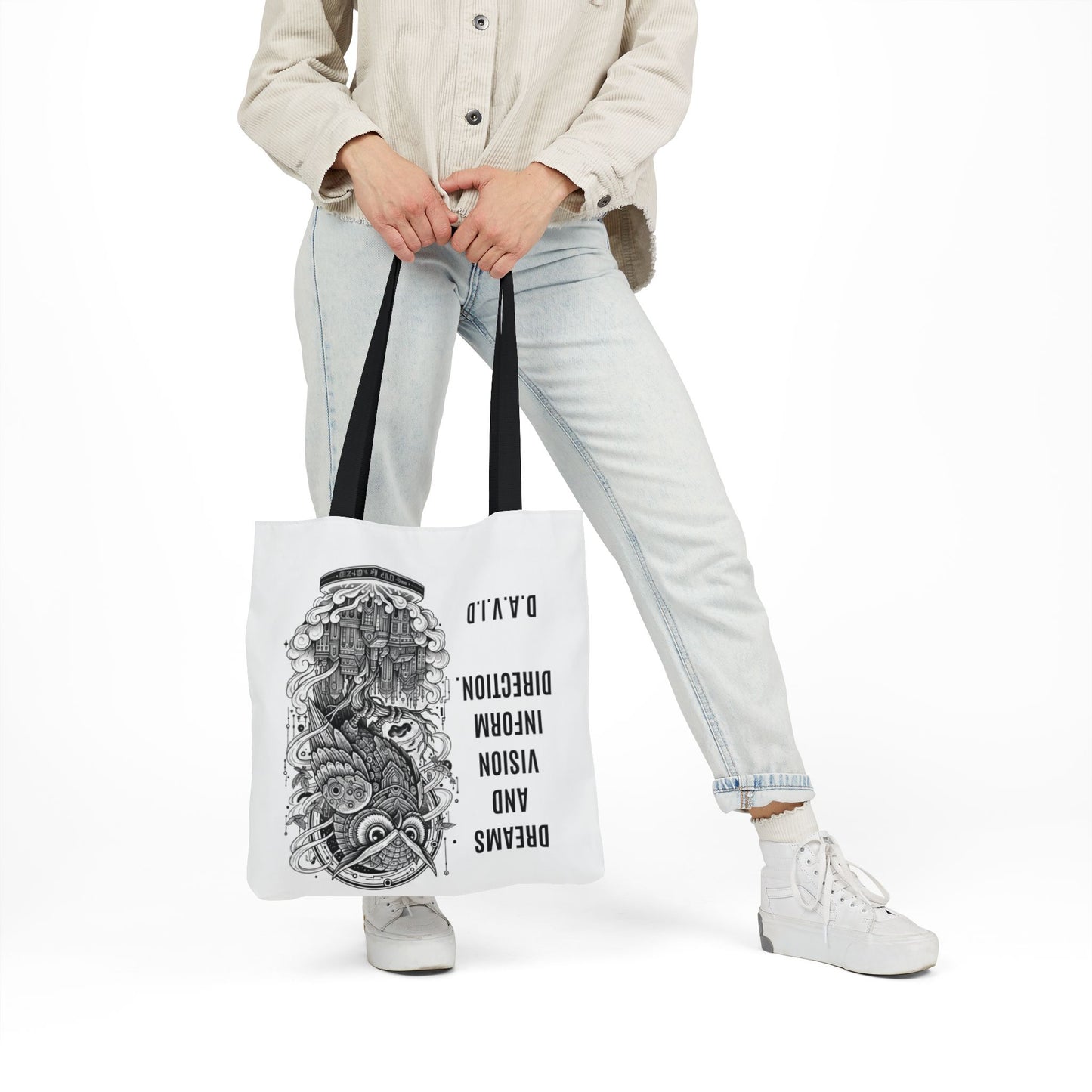 Personalized Initial Quote Owl Vision Canvas Tote Custom Name