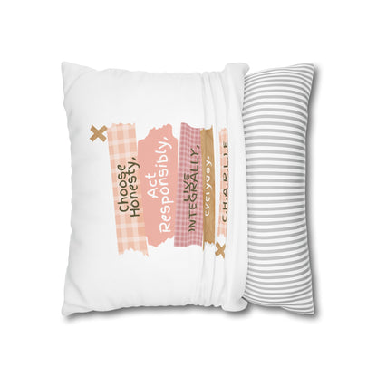 Personalized Initial Quote Note Steps — Custom Sayings on Square Poly Canvas Pillowcase