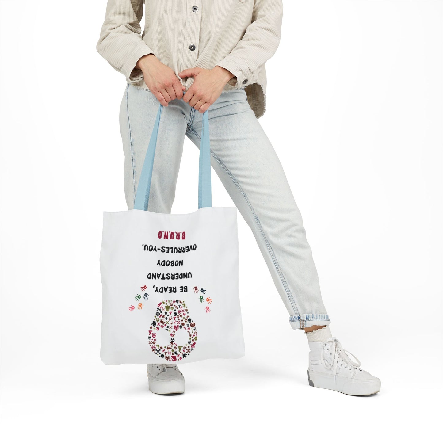 Personalized Initial Quote Floral Skull Canvas Tote Custom Name