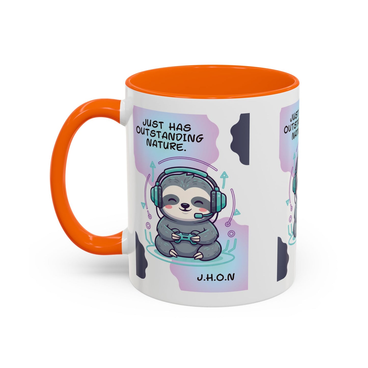 Personalized Initial Sloth Gamer Accent Coffee Mug