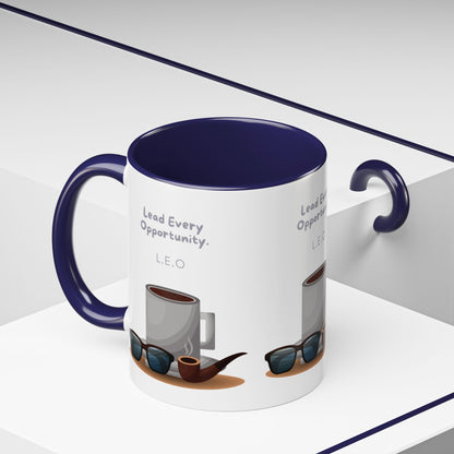 Personalized Initial Coffee and Sunglasses Accent Coffee Mug