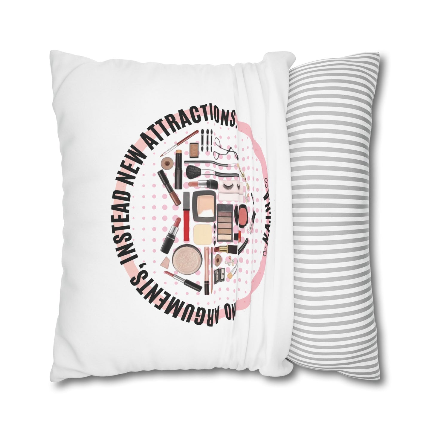 Personalized Initial Quote Cosmetic Heart — Custom Sayings on Square Poly Canvas Pillowcase