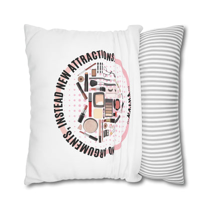 Personalized Initial Quote Cosmetic Heart — Custom Sayings on Square Poly Canvas Pillowcase