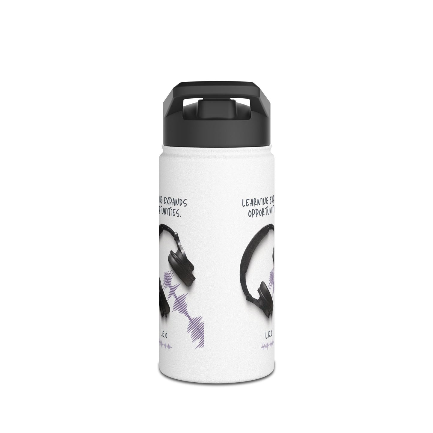 Personalized Initial Quote Headphones Stainless Steel Water Bottle