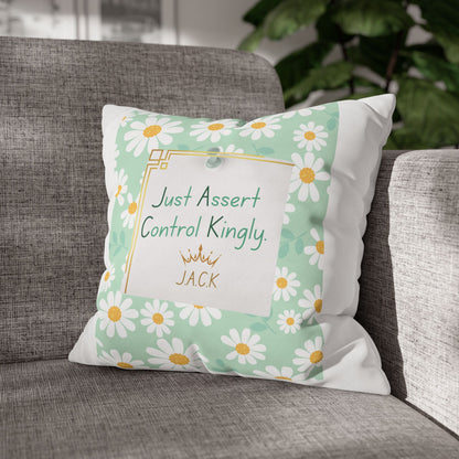 Personalized Initial Quote Floral Inspirational — Custom Sayings on Square Poly Canvas Pillowcase