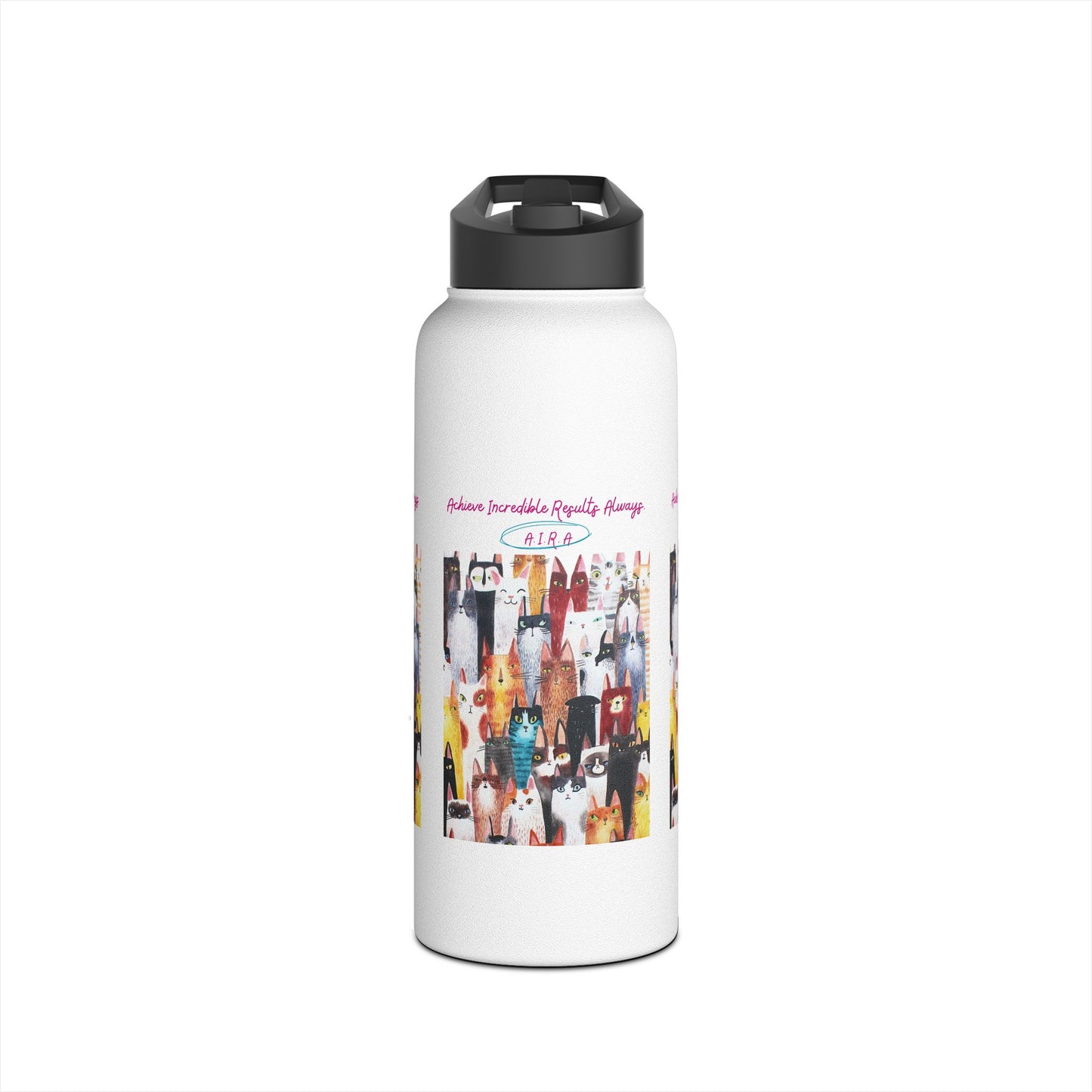 Personalized Initial Quote Cat Collage Stainless Steel Water Bottle