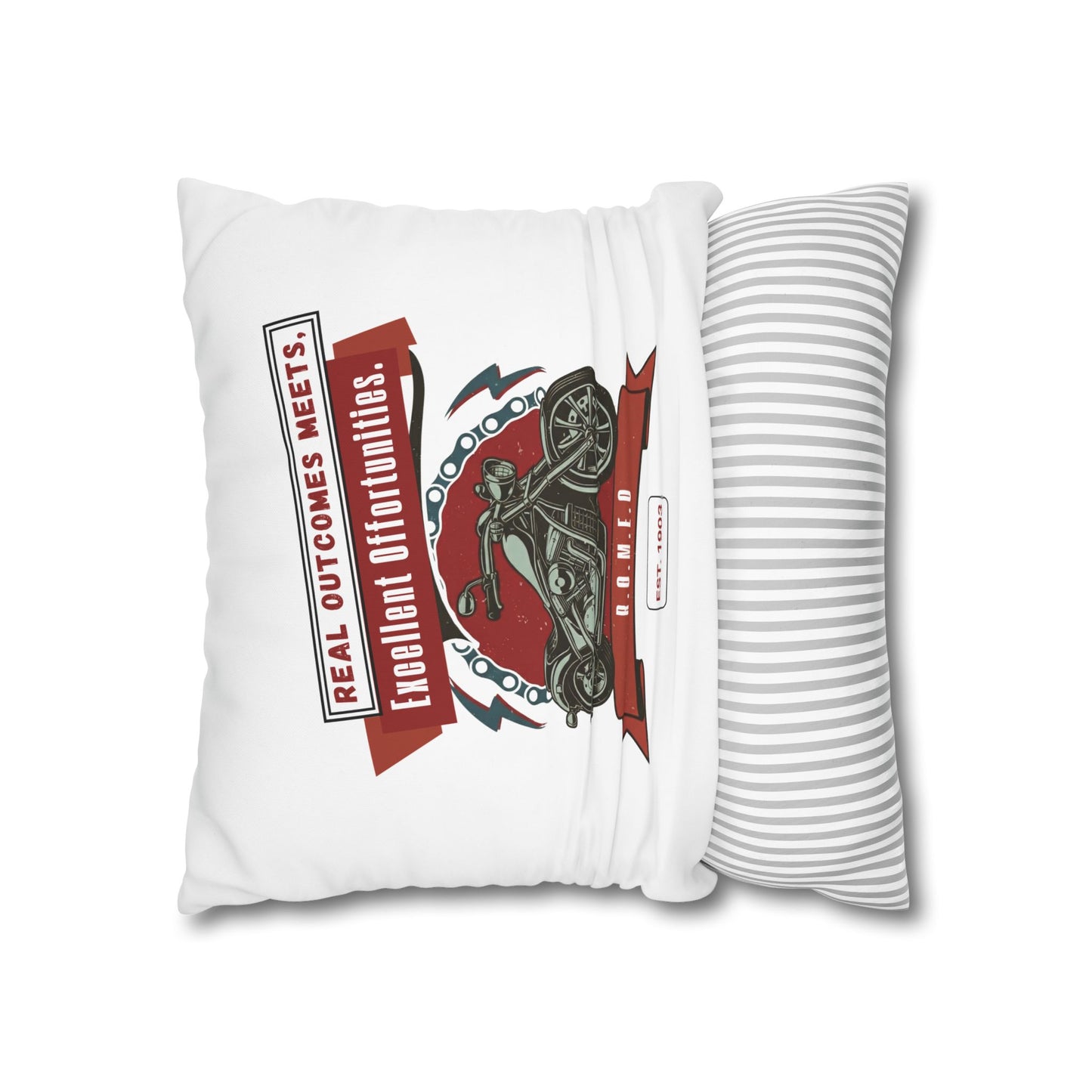 Personalized Initial Quote Motorcycle — Custom Sayings on Square Poly Canvas Pillowcase