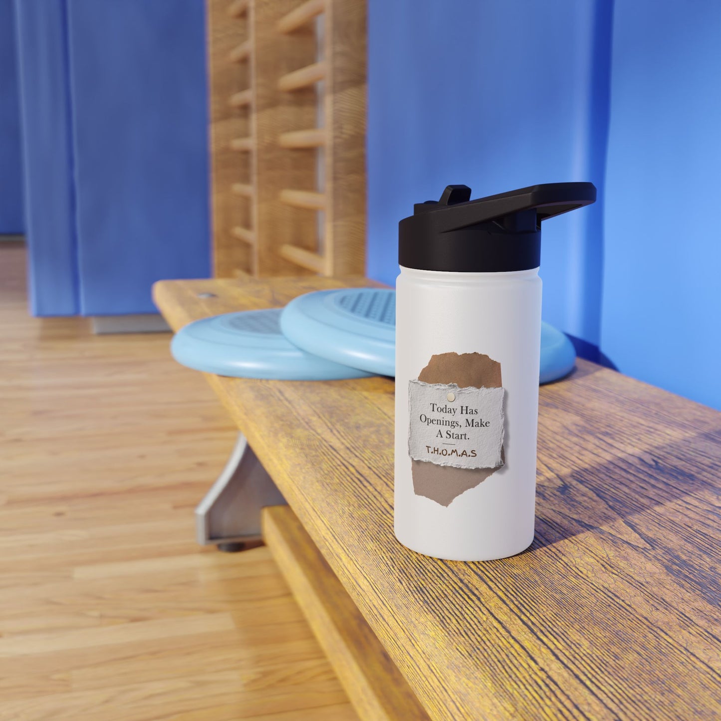 Personalized Initial Quote Torn Paper Note Stainless Steel Water Bottle