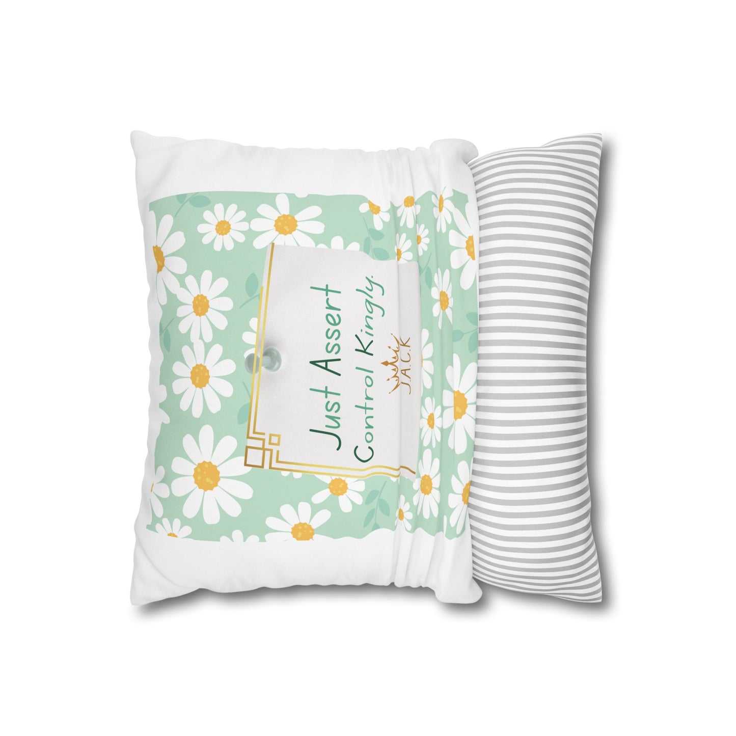 Personalized Initial Quote Floral Inspirational — Custom Sayings on Square Poly Canvas Pillowcase