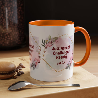 Personalized Floral Frame Accent Coffee Mug