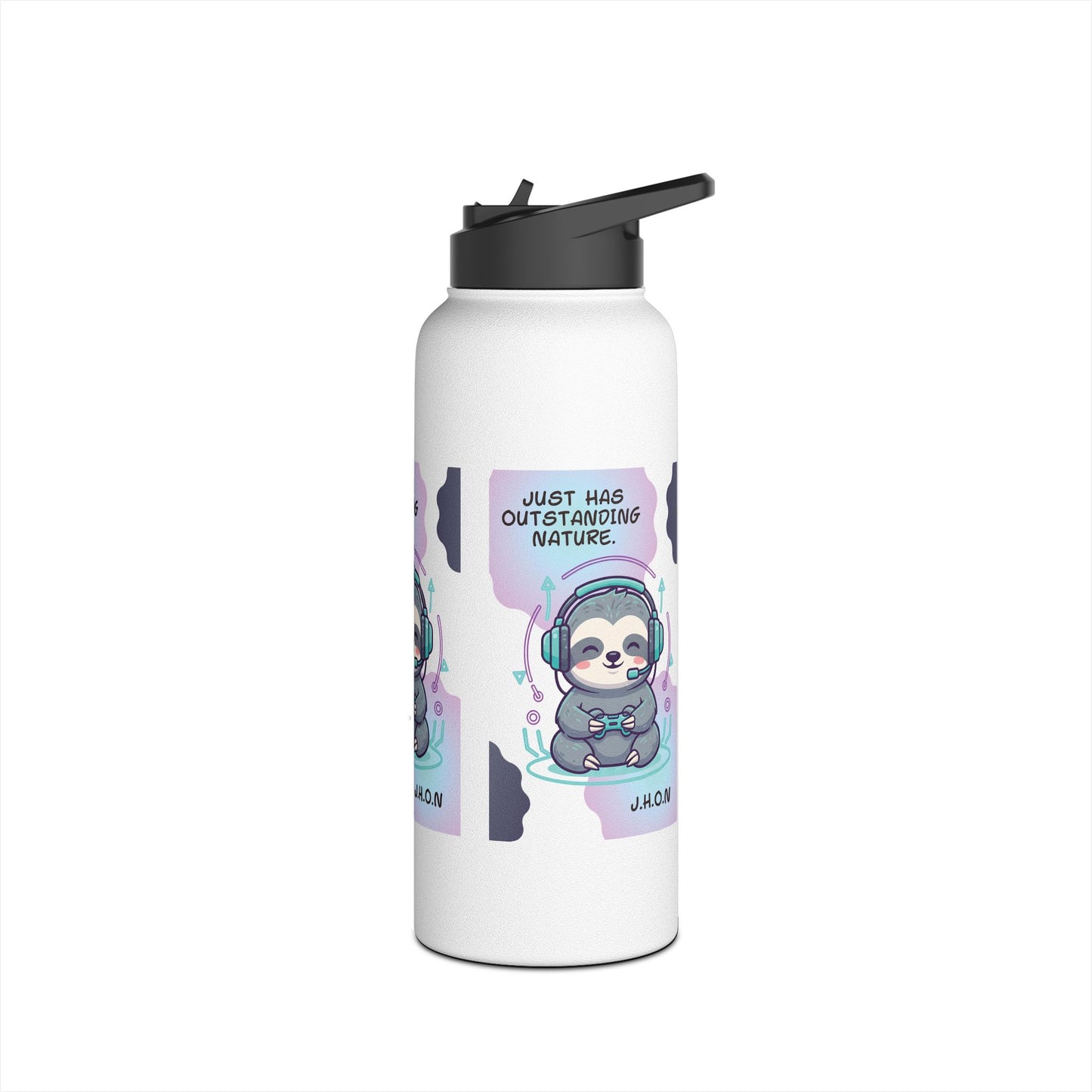 Personalized Initial Quote Sloth Gamer Stainless Steel Water Bottle