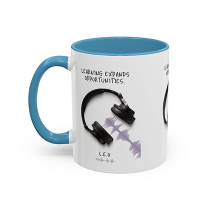 Personalized Initial Headphones Accent Coffee Mug