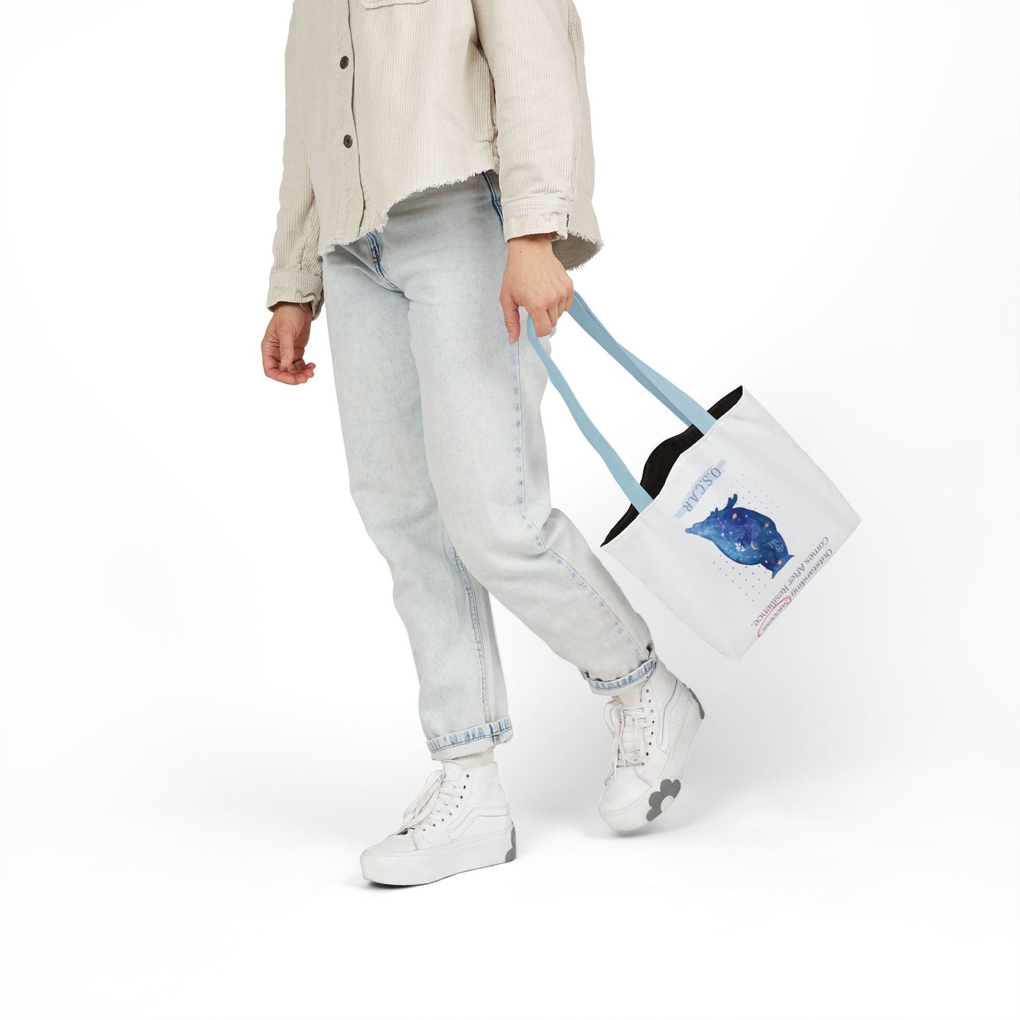 Personalized Initial Quote Owl Galaxy Canvas Tote Custom Name