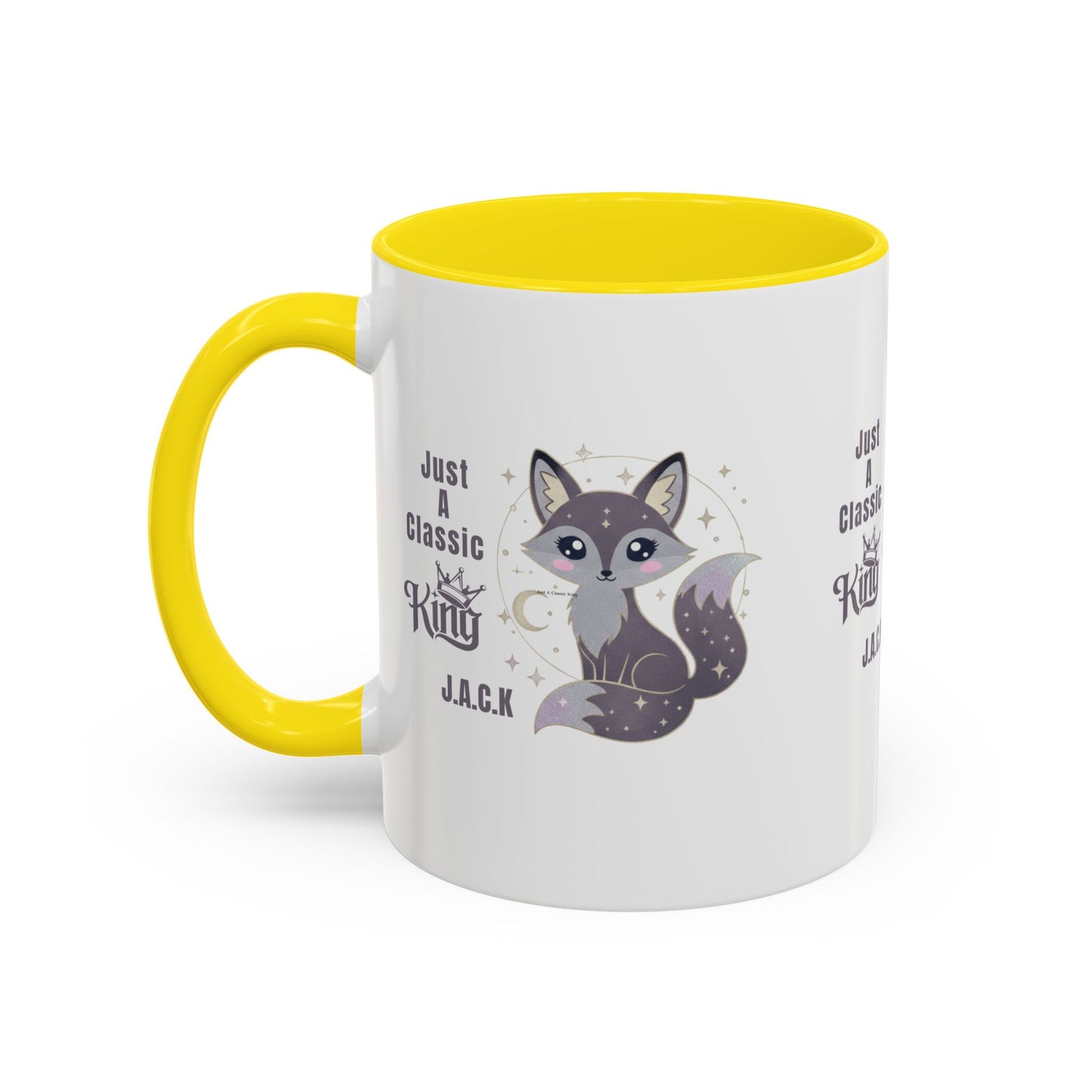 Personalized Initial Fox King Accent Coffee Mug