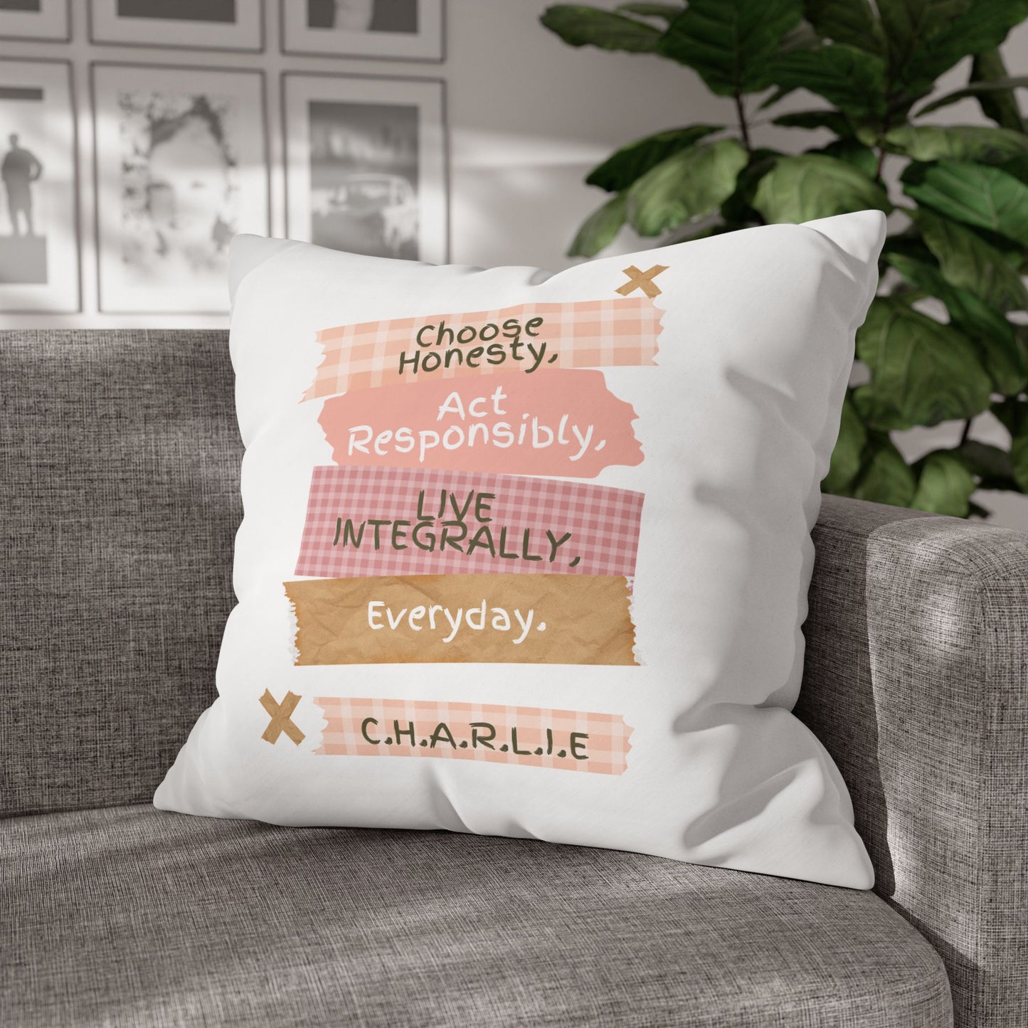 Personalized Initial Quote Note Steps — Custom Sayings on Square Poly Canvas Pillowcase