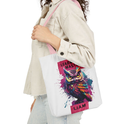 Personalized Initial Quote Owl Canvas Tote Custom Name