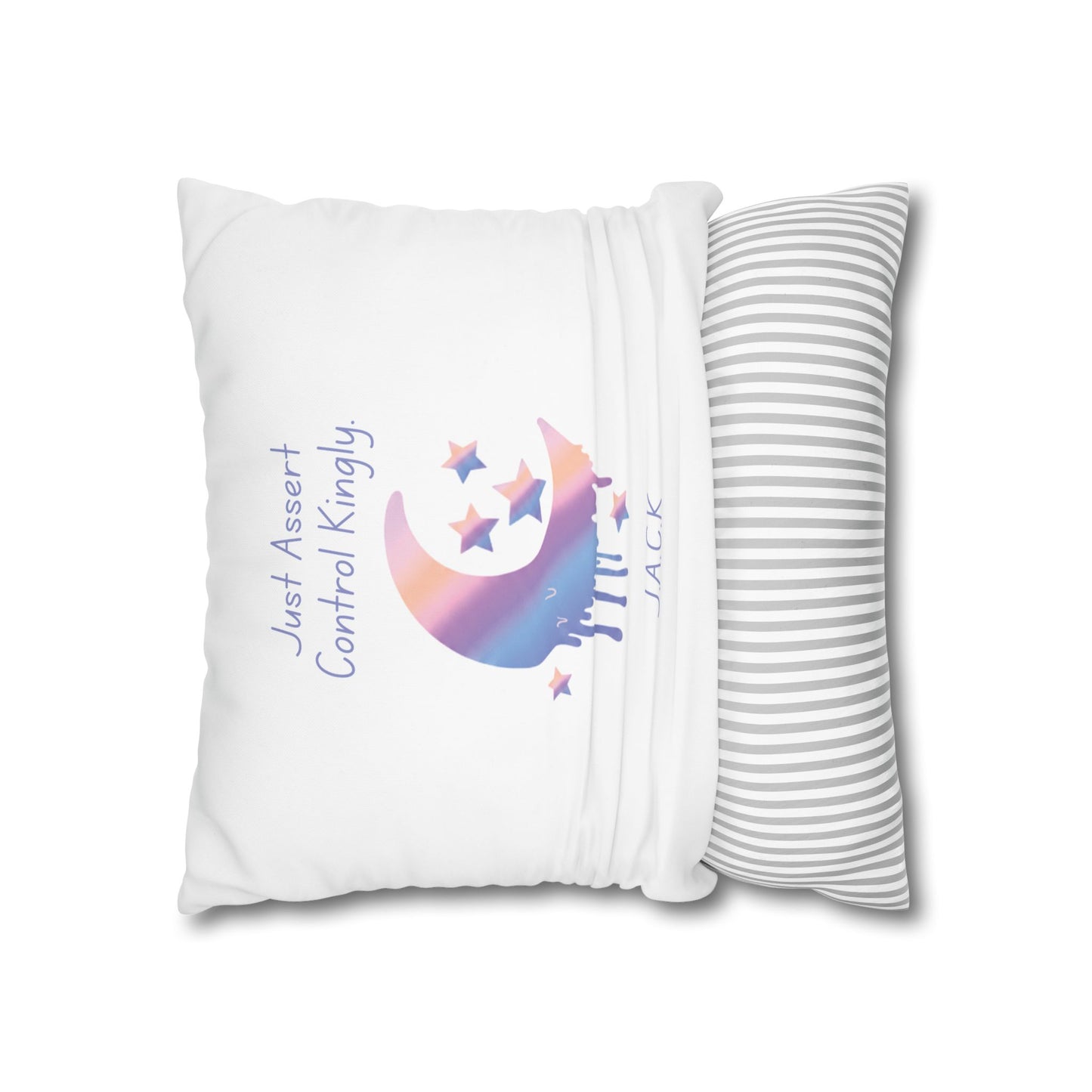 Personalized Initial Quote Moon Dripping — Custom Sayings on Square Poly Canvas Pillowcase