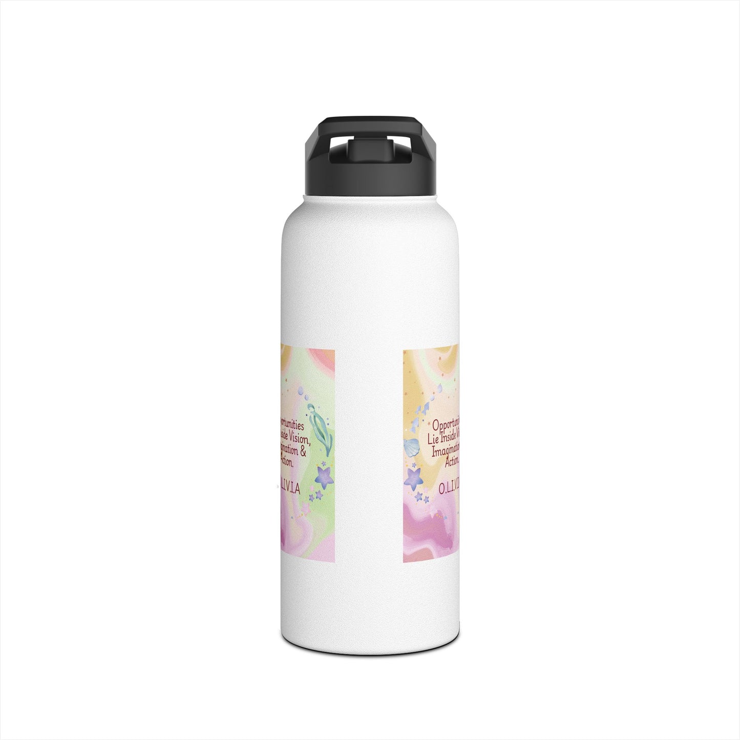Personalized Initial Quote Ocean Theme Stainless Steel Water Bottle
