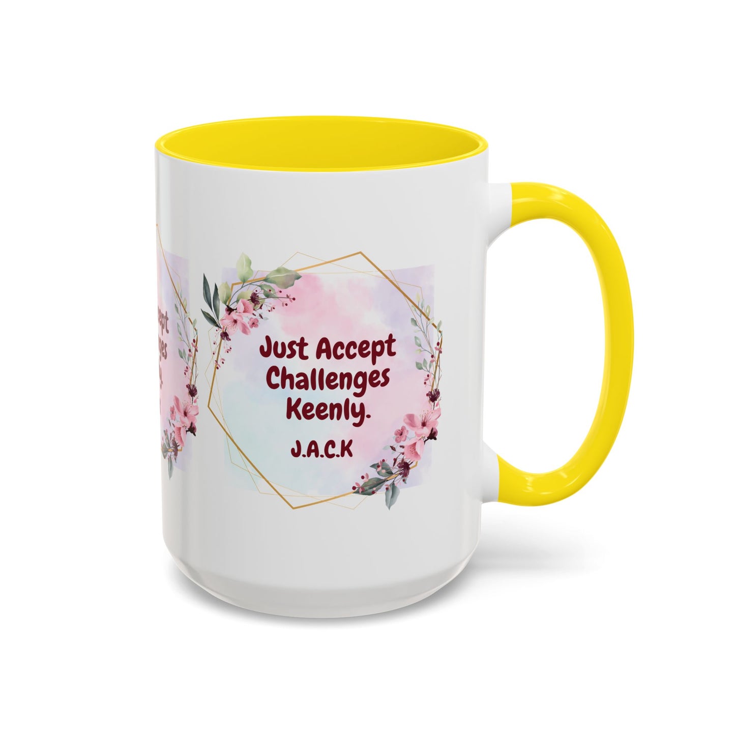 Personalized Floral Frame Accent Coffee Mug