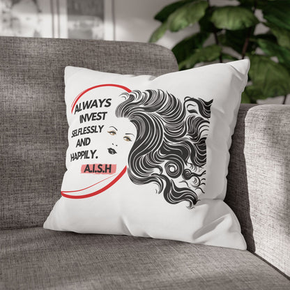 Personalized Initial Quote Inspirational Girl — Custom Sayings on Square Poly Canvas Pillowcase