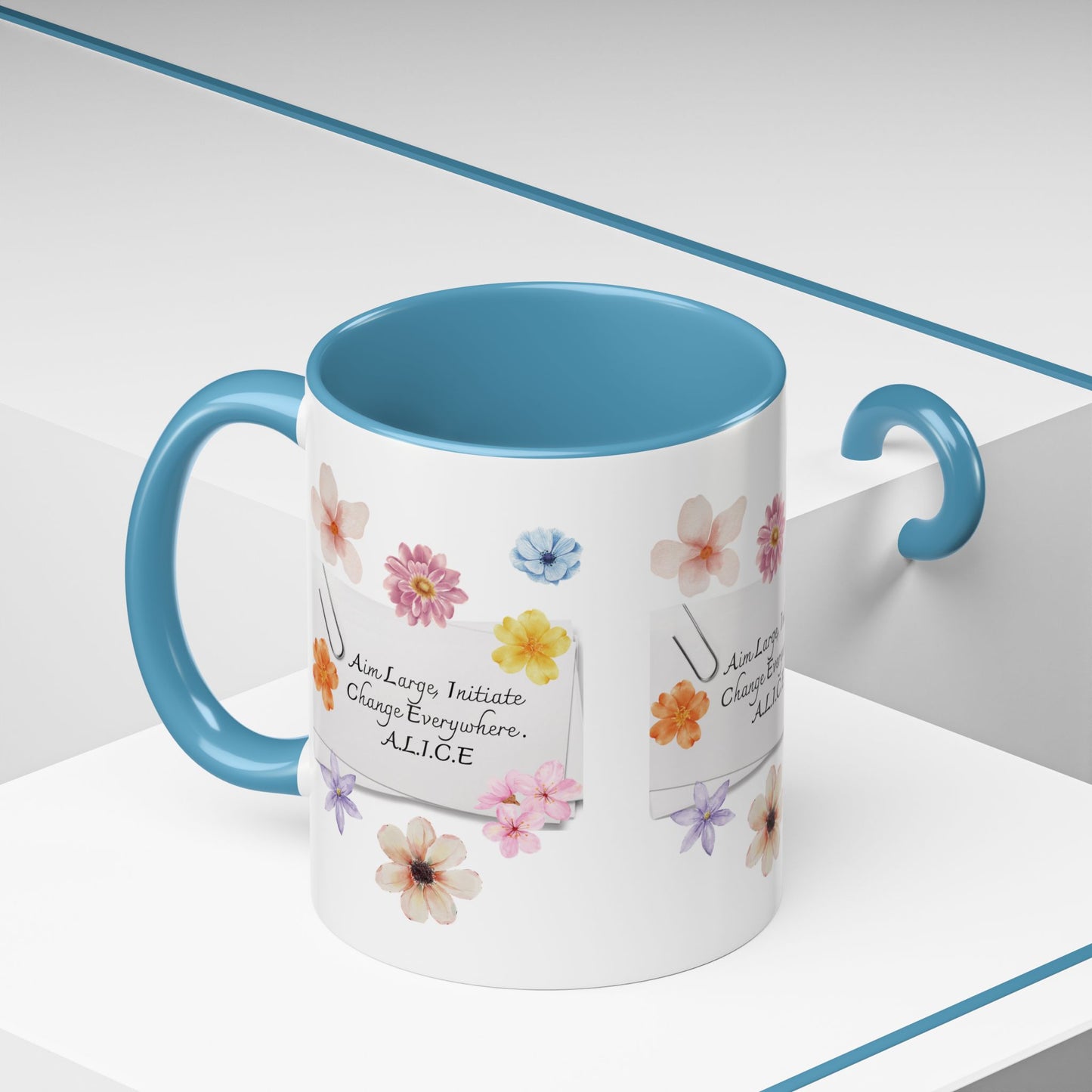 Personalized Floral Clip Note Accent Coffee Mug