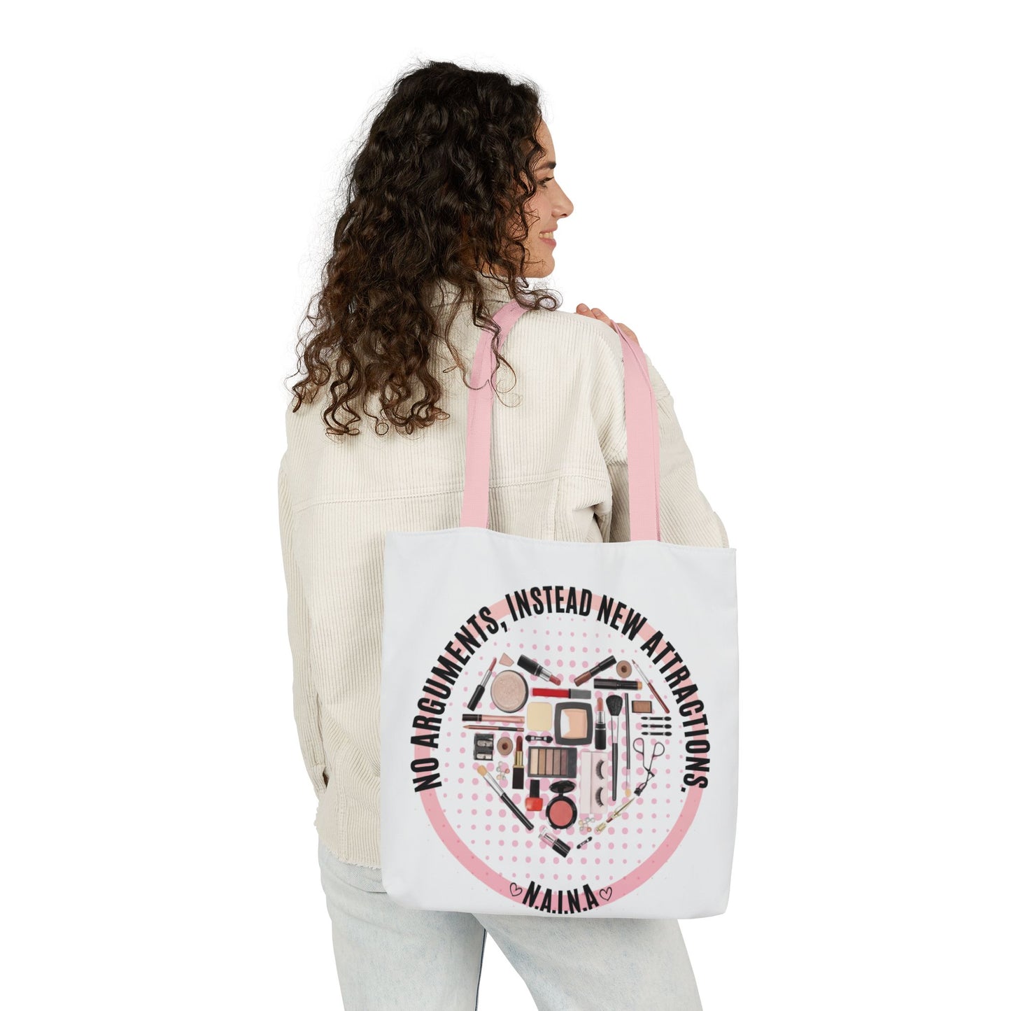 Personalized Initial Quote Cosmetic Heart Canvas Tote Custom Name