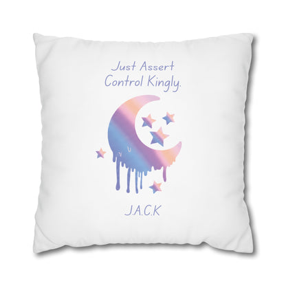 Personalized Initial Quote Moon Dripping — Custom Sayings on Square Poly Canvas Pillowcase