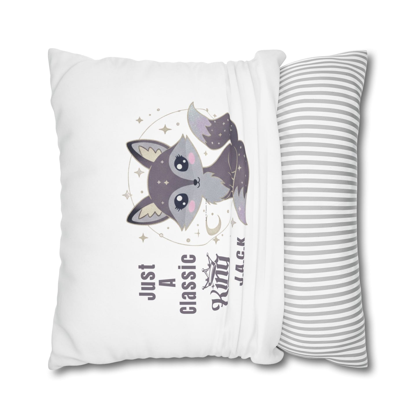 Personalized Initial Quote Fox — Custom Sayings on Square Poly Canvas Pillowcase