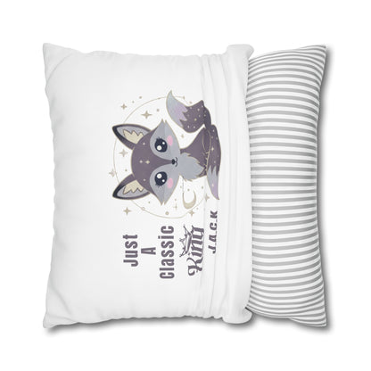 Personalized Initial Quote Fox — Custom Sayings on Square Poly Canvas Pillowcase