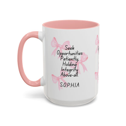 Personalized Pink Bow Accent Coffee Mug