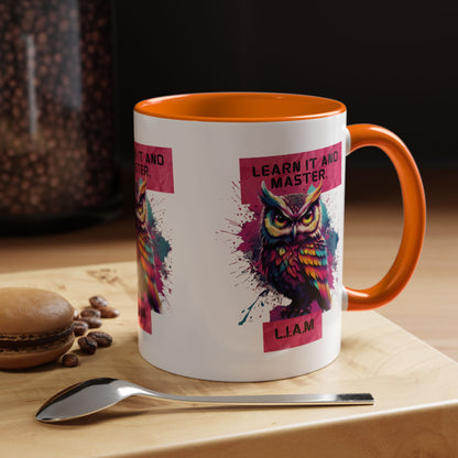 Personalized Initial Owl Accent Coffee Mug