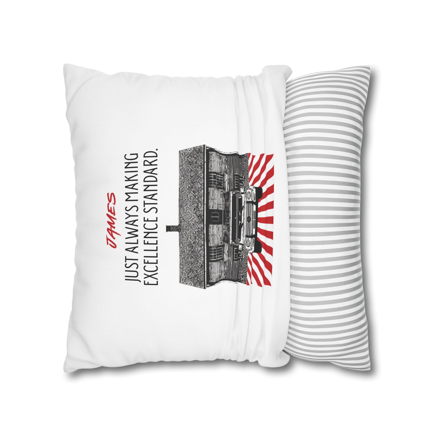 Personalized Initial Quote Vintage Car — Custom Sayings on Square Poly Canvas Pillowcase