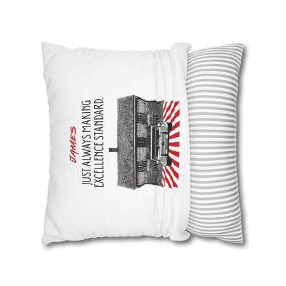 Personalized Initial Quote Vintage Car — Custom Sayings on Square Poly Canvas Pillowcase