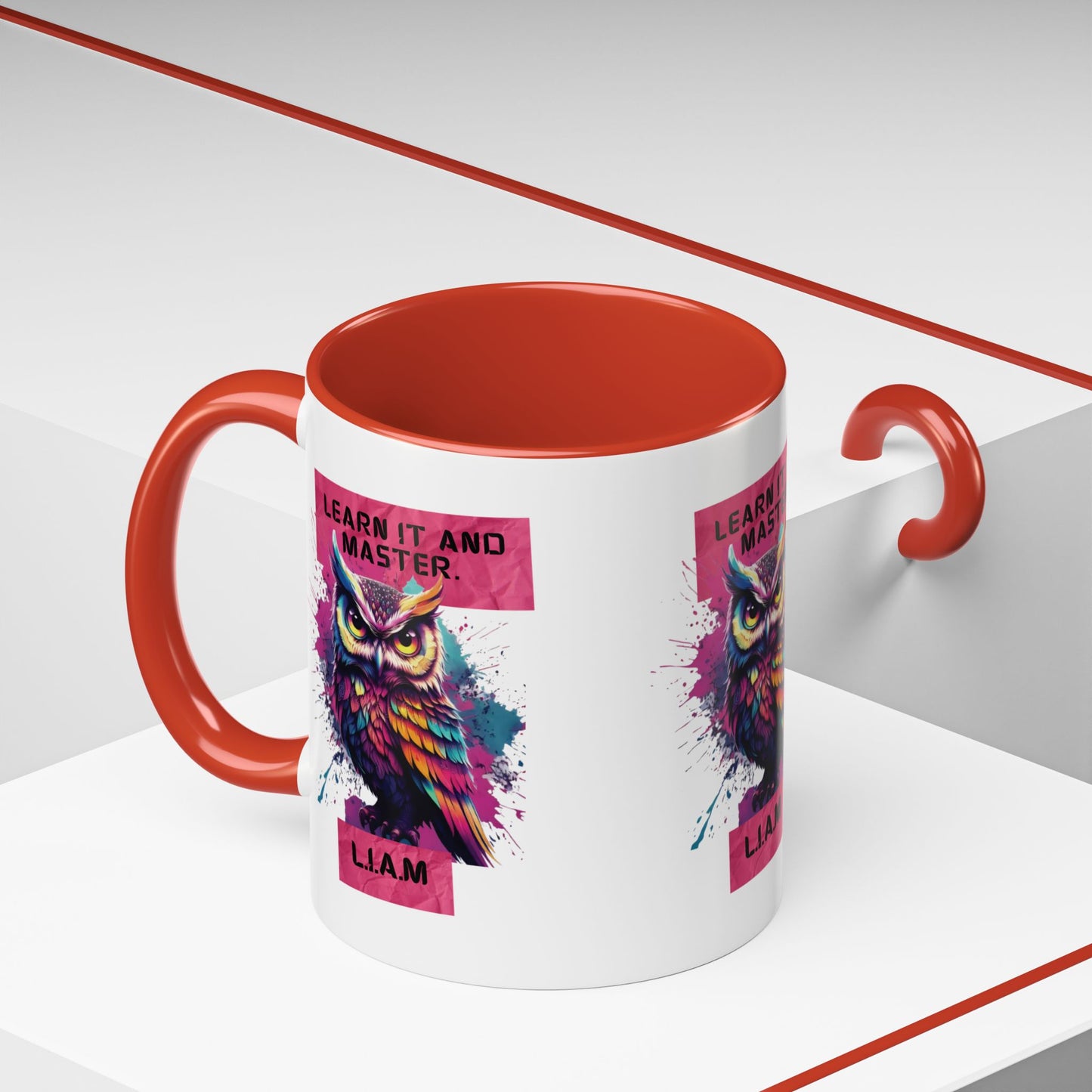 Personalized Initial Owl Accent Coffee Mug