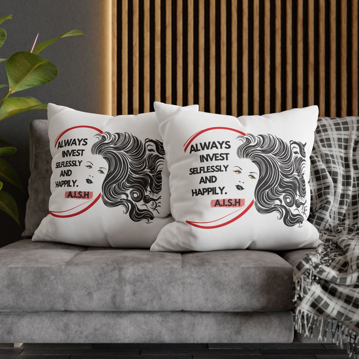 Personalized Initial Quote Inspirational Girl — Custom Sayings on Square Poly Canvas Pillowcase