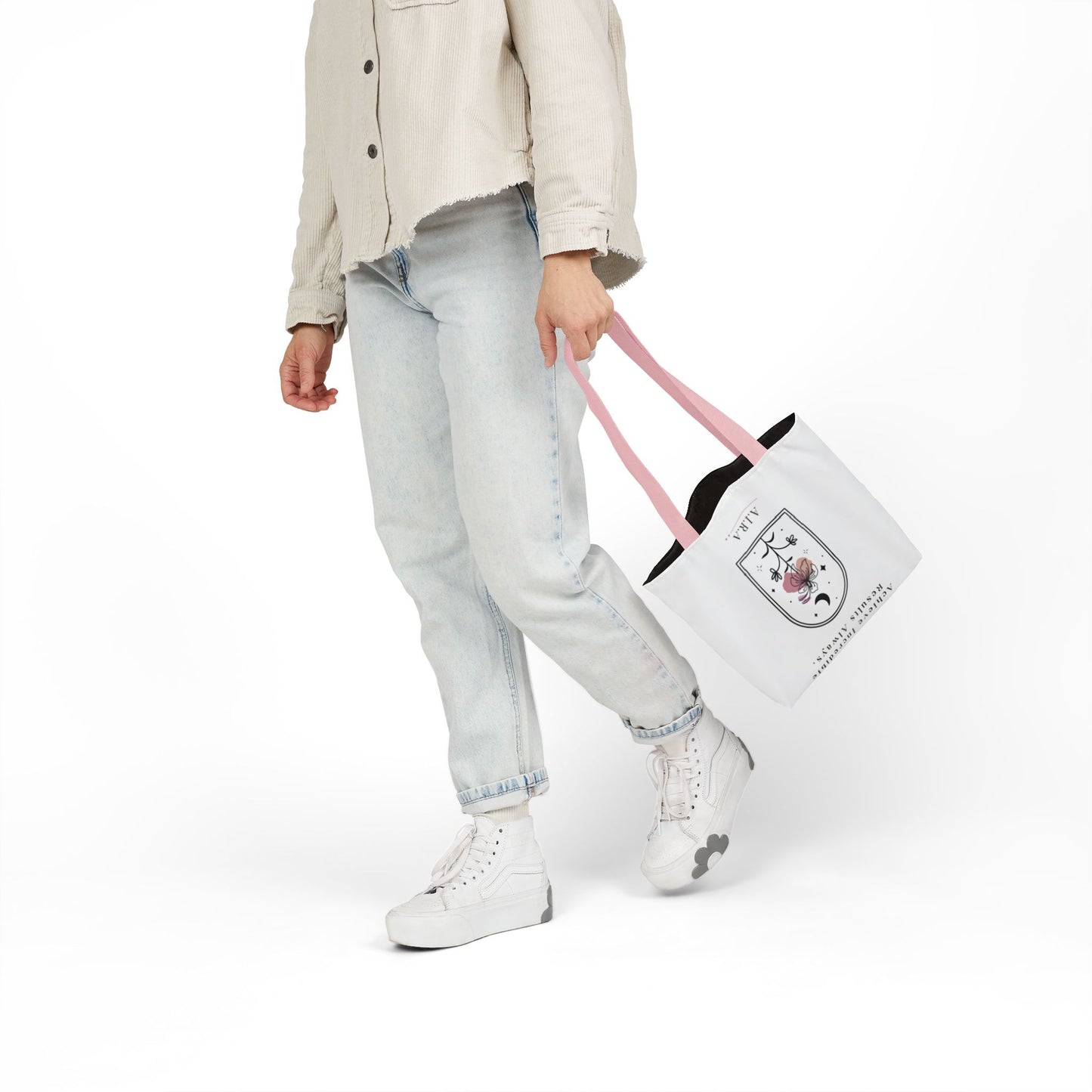 Personalized Initial Quote Floral Moon Canvas Tote Custom Name