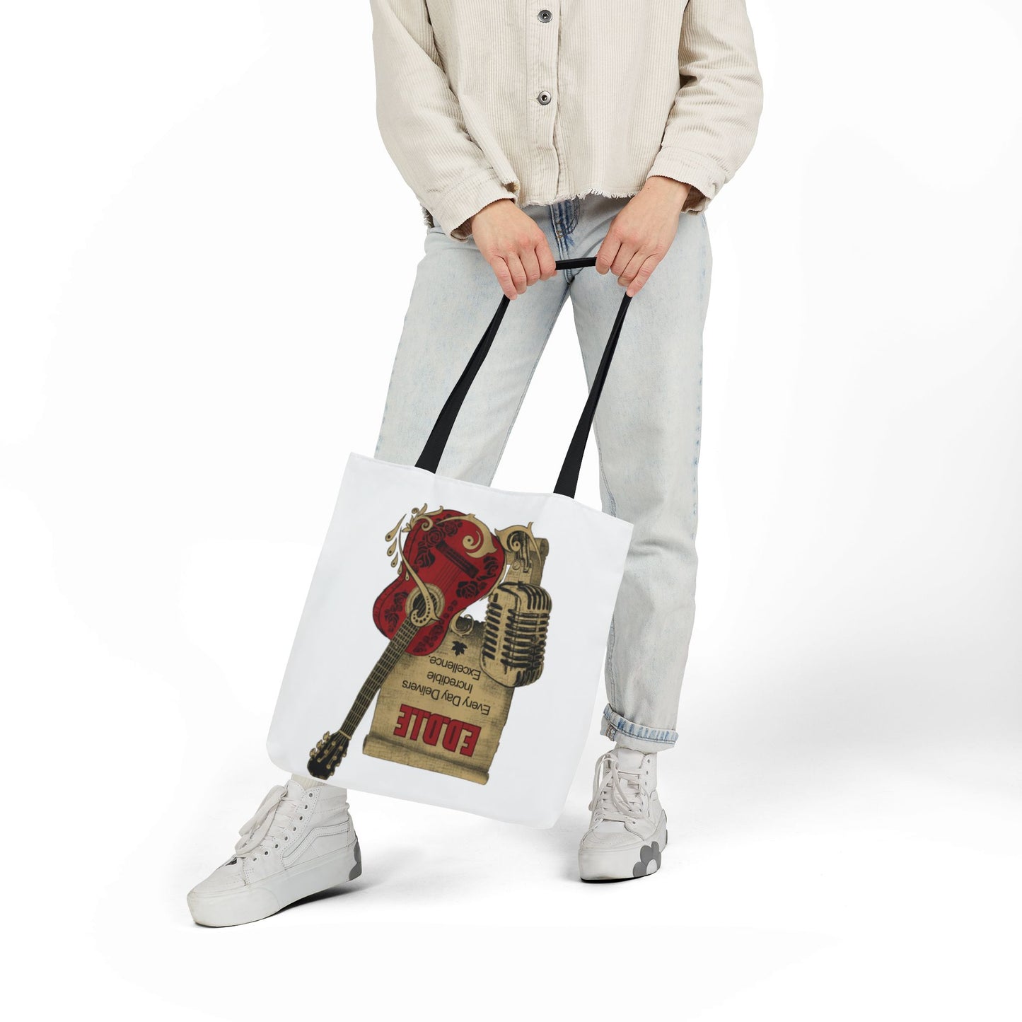 Personalized Initial Quote Guitar Canvas Tote Custom Name