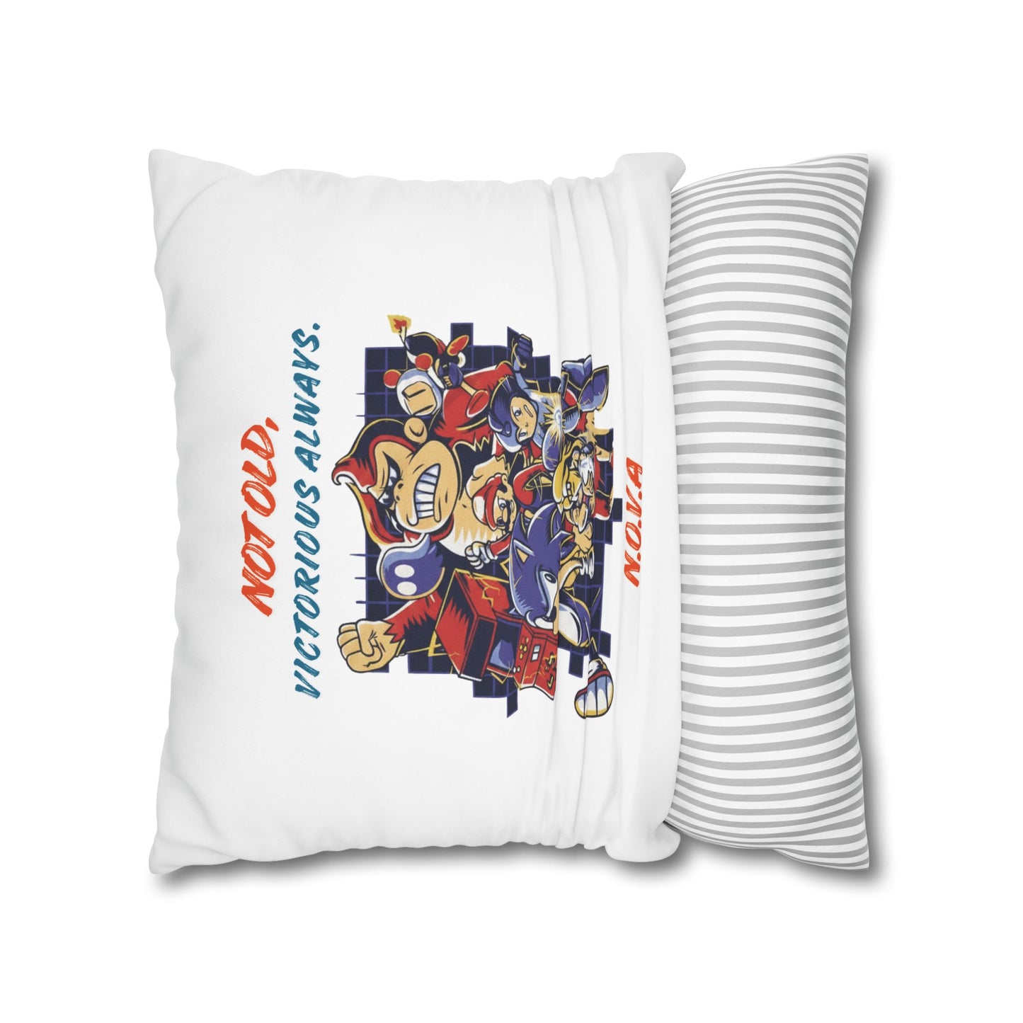 Personalized Initial Quote Cartoon — Custom Sayings on Square Poly Canvas Pillowcase