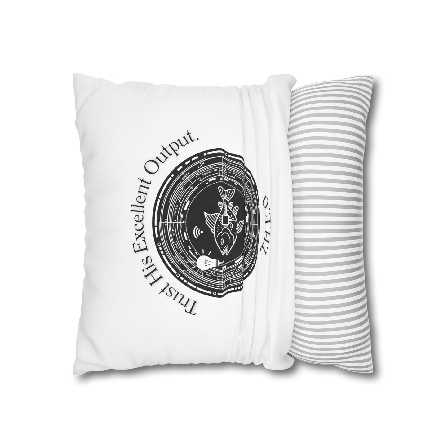 Personalized Initial Quote Fish — Custom Sayings on Square Poly Canvas Pillowcase