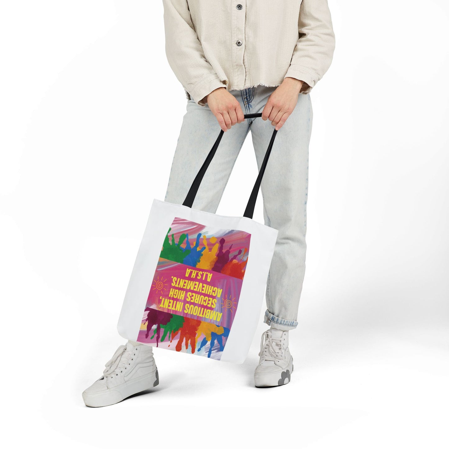 Personalized Initial Quote Colorful Paint Canvas Tote Custom Name