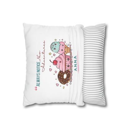 Personalized Initial Quote Sweet Treat — Custom Sayings on Square Poly Canvas Pillowcase