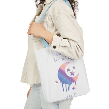 Personalized Initial Quote Moon Dripping Canvas Tote Custom Name