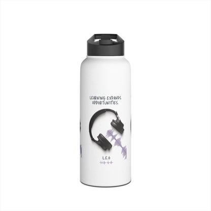 Personalized Initial Quote Headphones Stainless Steel Water Bottle
