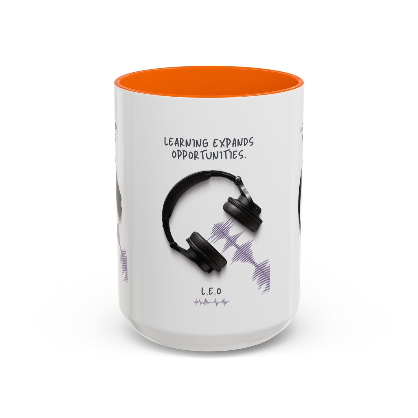 Personalized Initial Headphones Accent Coffee Mug