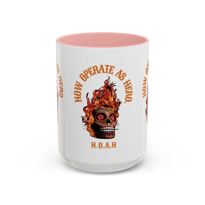 Personalized Initial Fire Skull Accent Coffee Mug
